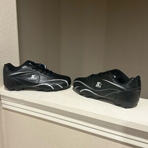 Boys Athletic Cleats STARTER Multi Purpose Sport BLACK Dual Silver Stripe SZ 6.5